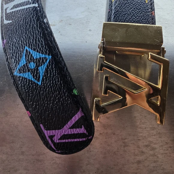 Louis Vuitton Black Belt with Gold Buckle - Picture 1 of 9